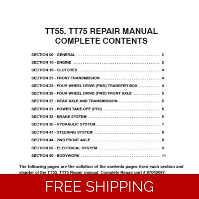 NEW HOLLAND TT55, TT75 TRACTOR SERVICE REPAIR MANUAL